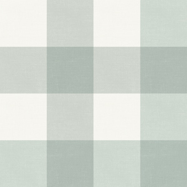 Gingham checks plaid light sage green large