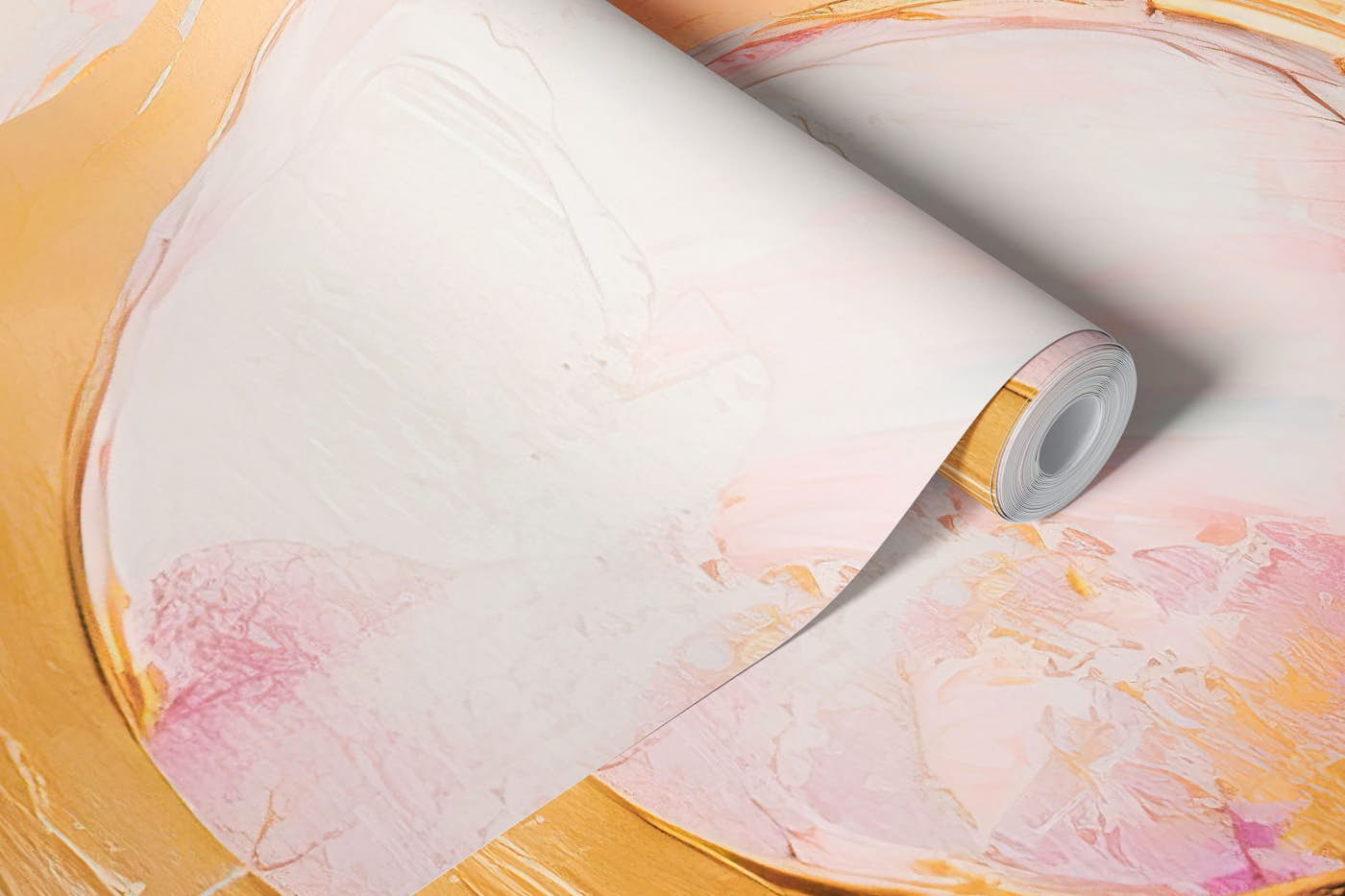 ABSTRACT ART Awakening - pink and golden style wallpaper roll