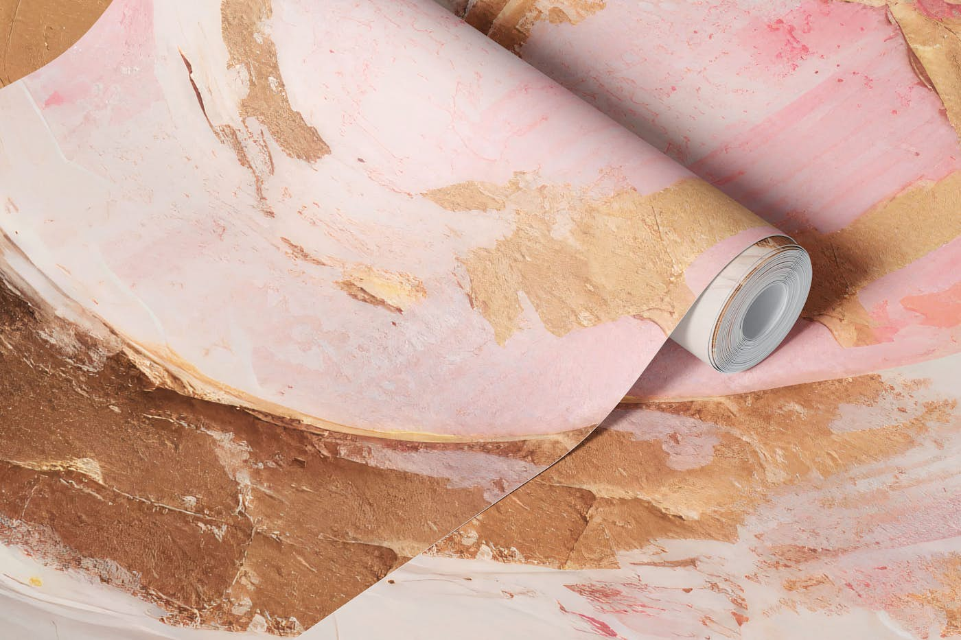 ABSTRACT ART Dynamic - pink and golden style wallpaper roll