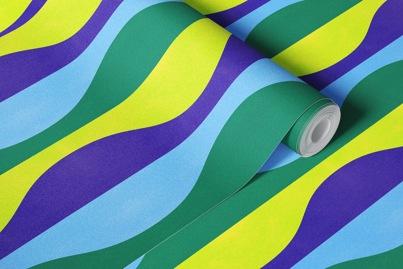 Bold Retro Geometric Moroccan Abstract Blue Yellow Green wallpaper roll