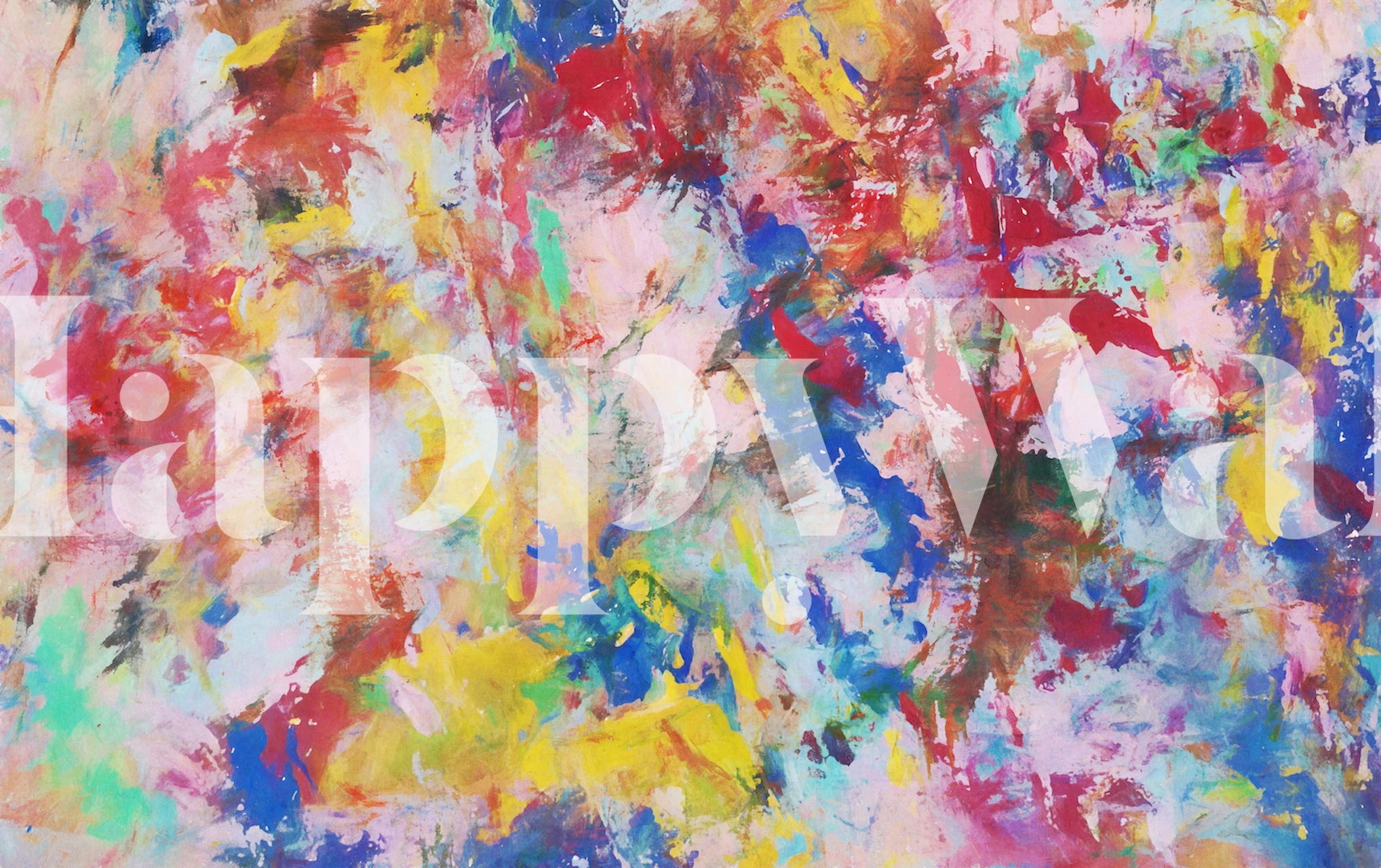 Kleurrijke abstracte wallpaper in een kamer