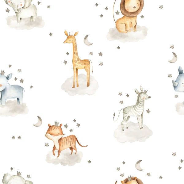 Safari animals on clouds