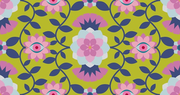 Bold Exotic Floral Pink Lime Blue
