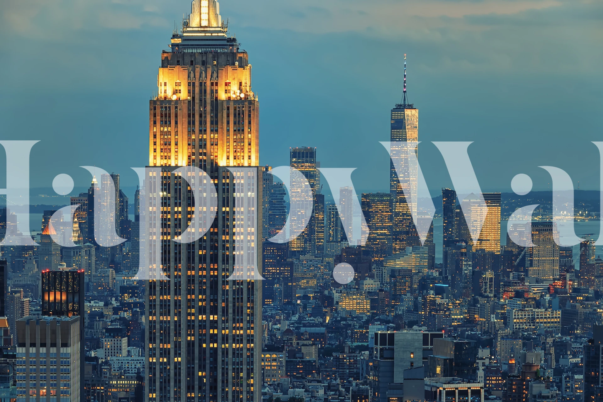 Twilight skyline of New York with Empire State Building wall mural