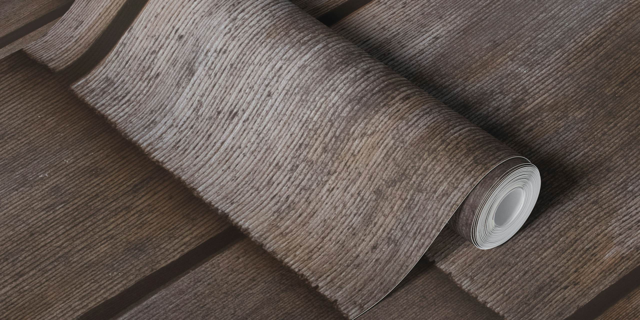 Rustic wood panel wallpaper in room setting