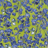 Van Gogh Irises Pattern in apple green and cobalt blue wallpaper