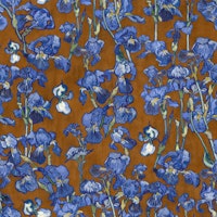 Van Gogh Irises Pattern in sepia brown and cobalt blue tapety
