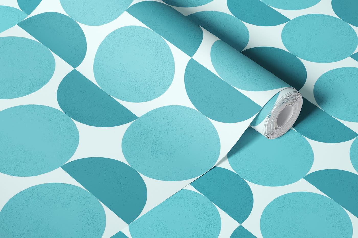 Midcentury Blue Balance Shapes wallpaper roll