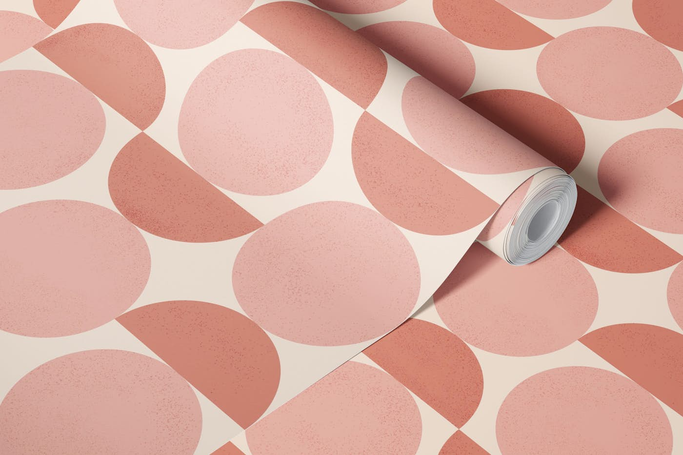 Mid Century Modern Balancing Geo Shapes Blush Pink wallpaper roll