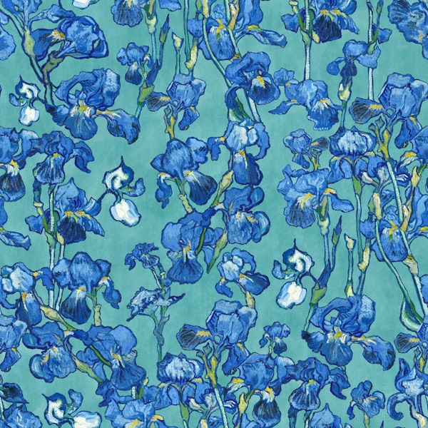 Van Gogh Irises pattern navy turquoise blue