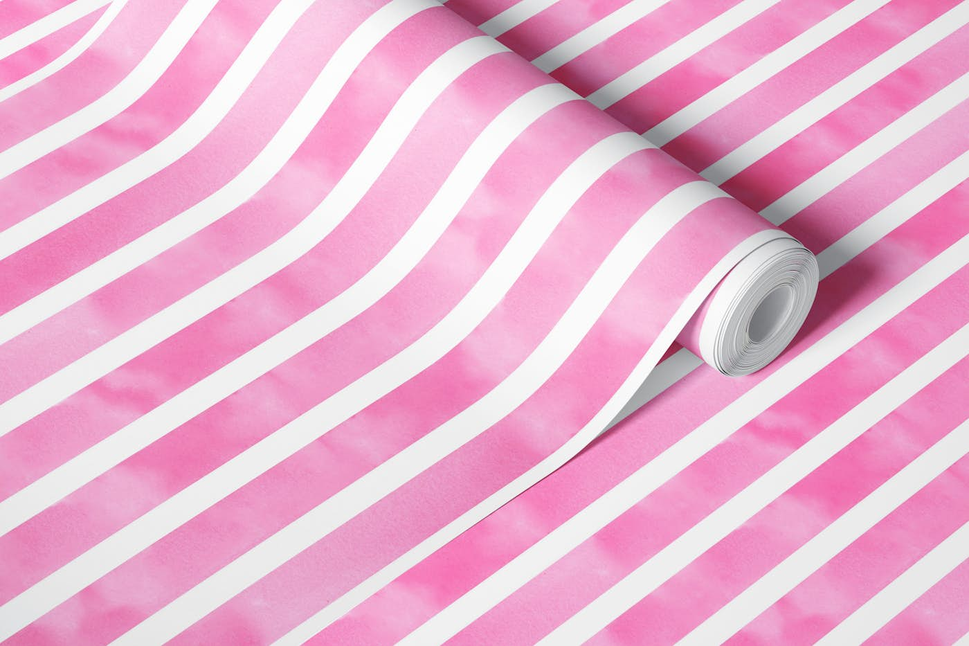 Pink Watercolour Stripe wallpaper roll