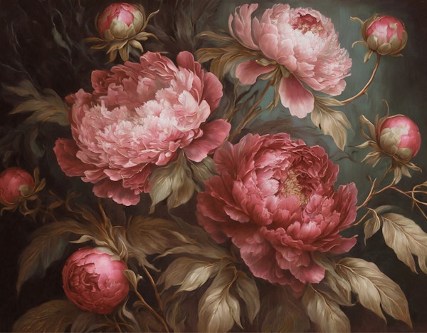 vintage red peonies