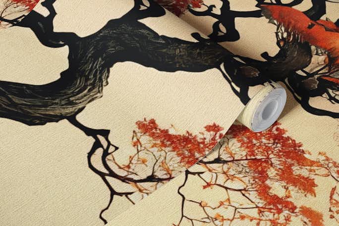 japanese tree artwallpaper roll