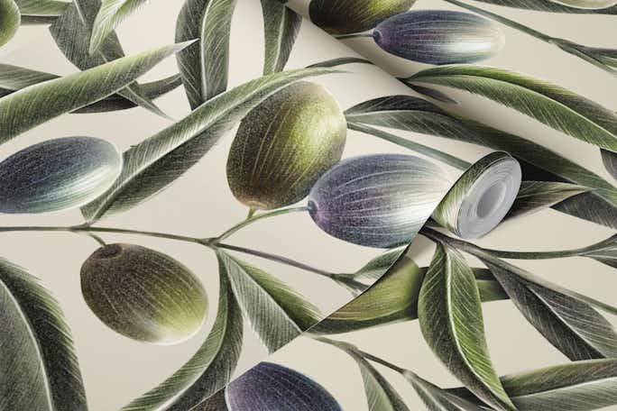 Olives and brancheswallpaper roll
