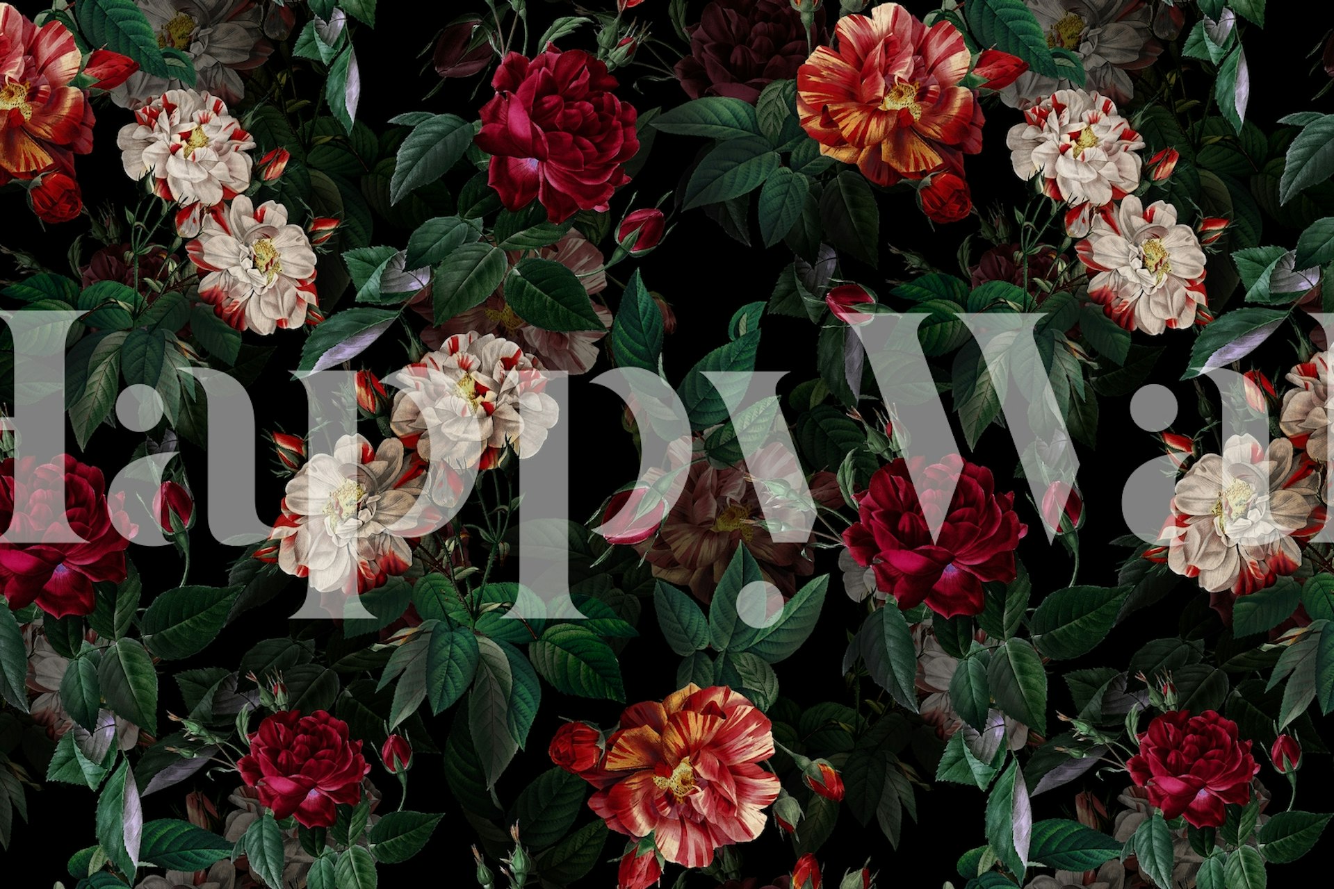 Σχεδίαση ταπετσαρίας Rose Garden Night σε ένα δωμάτιο