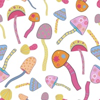 Magical mushrooms white II pattern ταπετσαρία