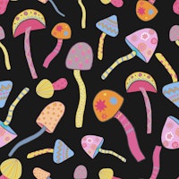 Magical mushrooms black II pattern tapeta
