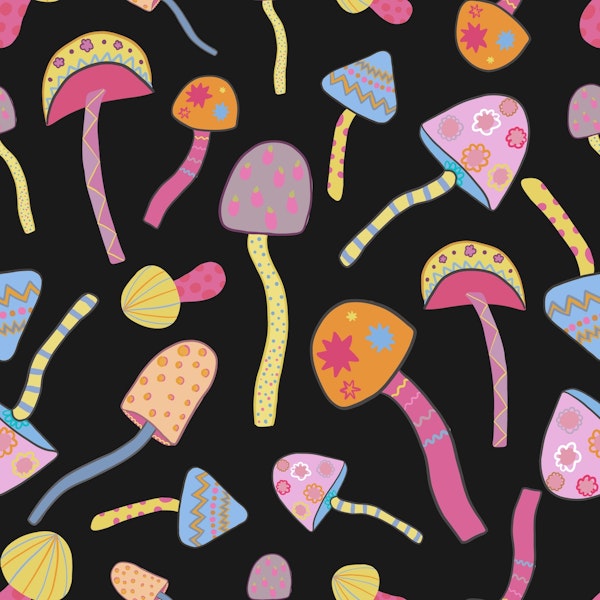 Magical mushrooms black