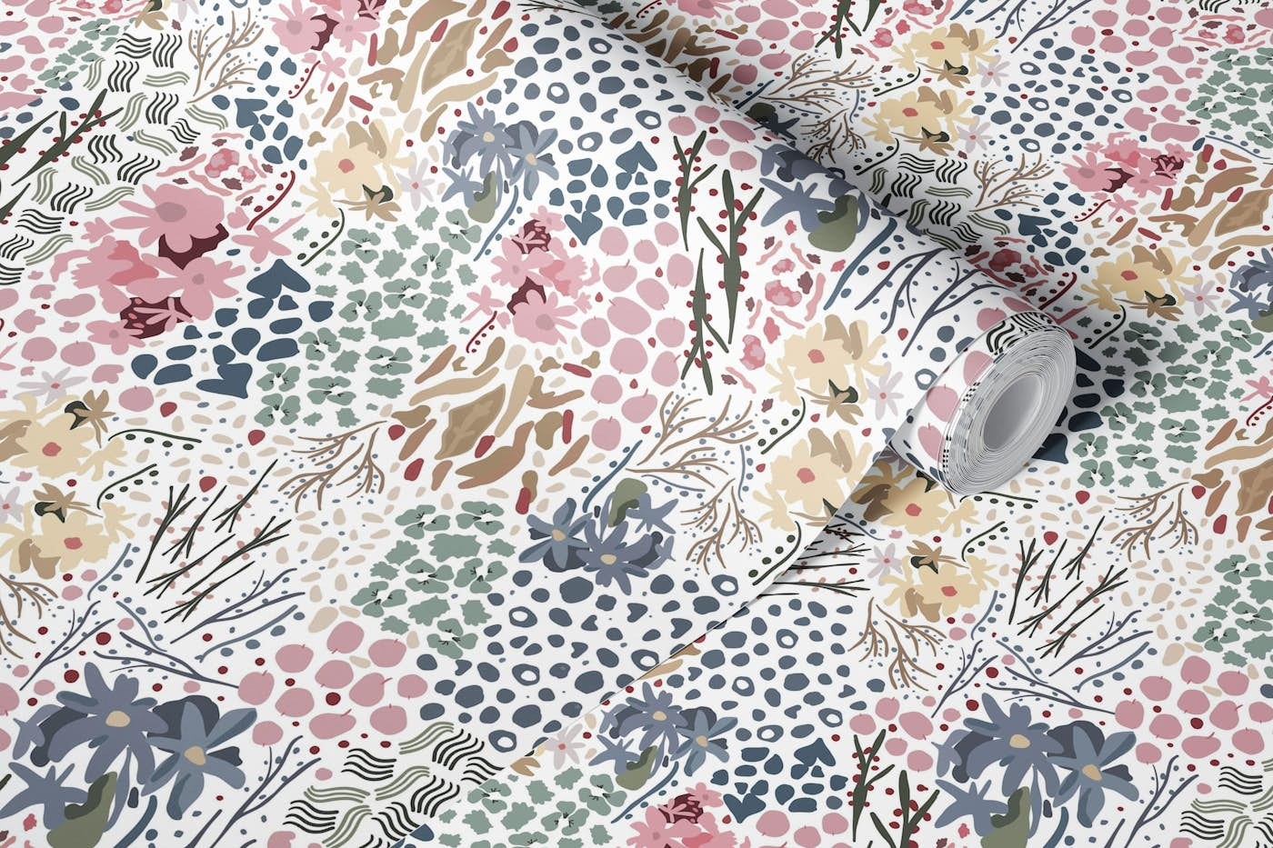 Abstract modern floral ditsy pattern II wallpaper roll