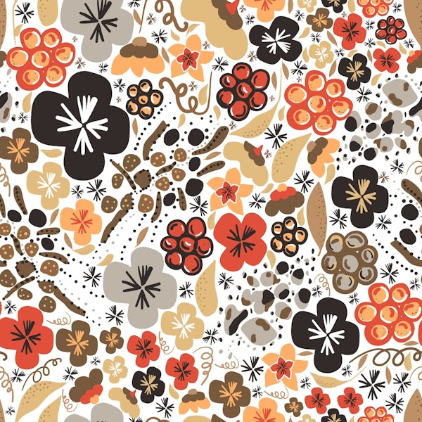 Retro floral pattern white