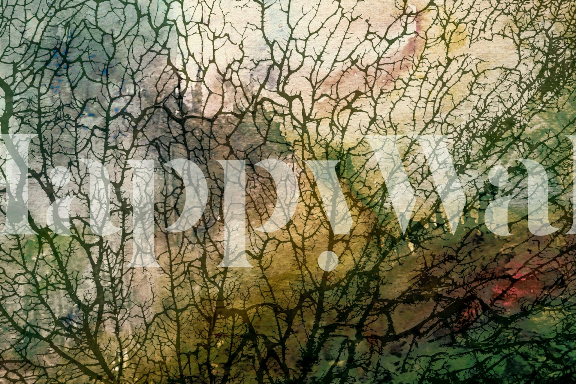 Earthy Japandi Moss -tapetti huoneessa