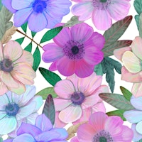 Hand drawn anemones pattern tapeta