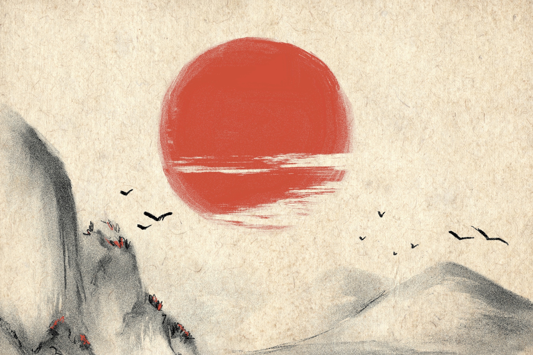 Antique Japan Sun Background wallpaper - Free shipping | Happywall
