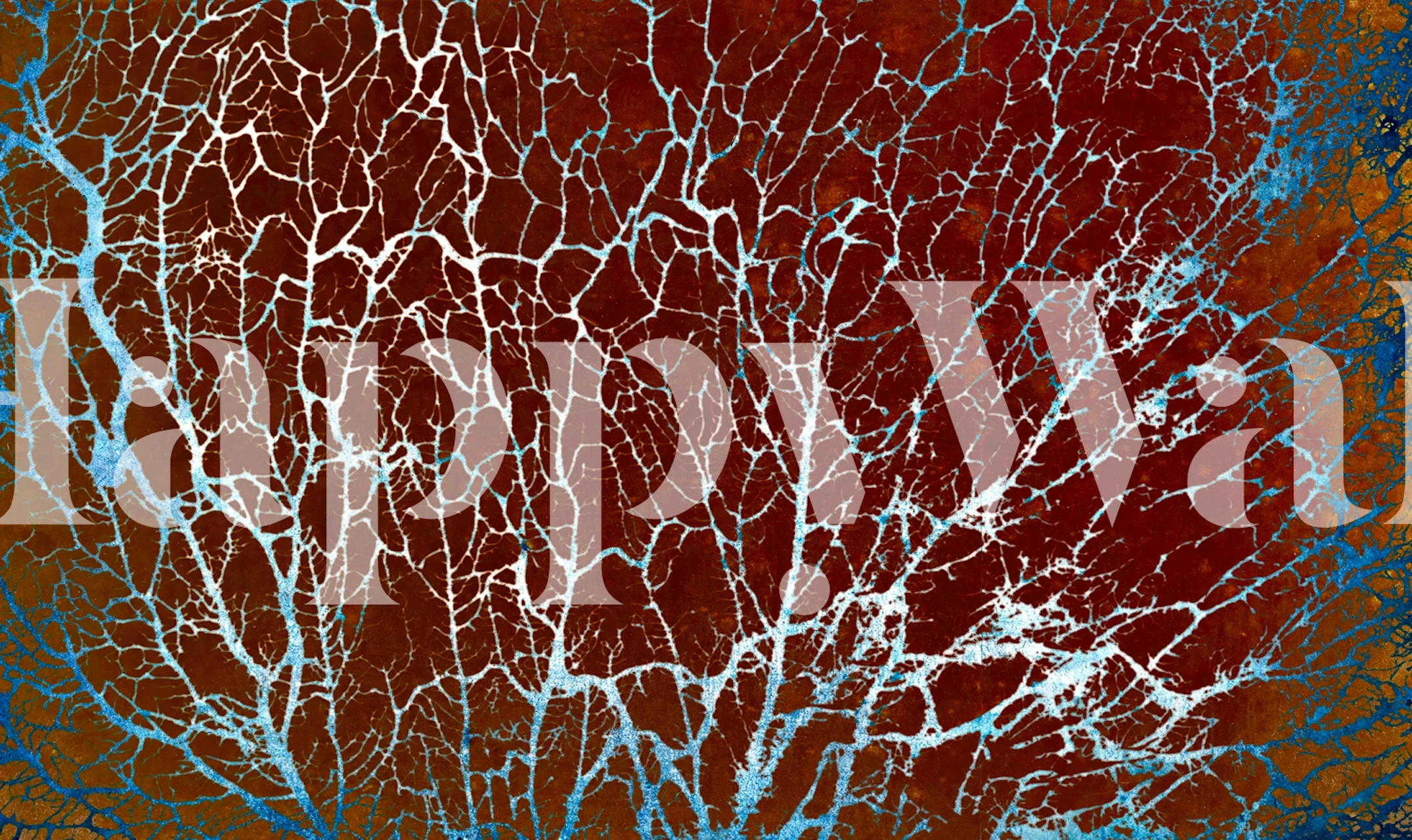 Abstract branches on a rust background with blue accents wallpaper