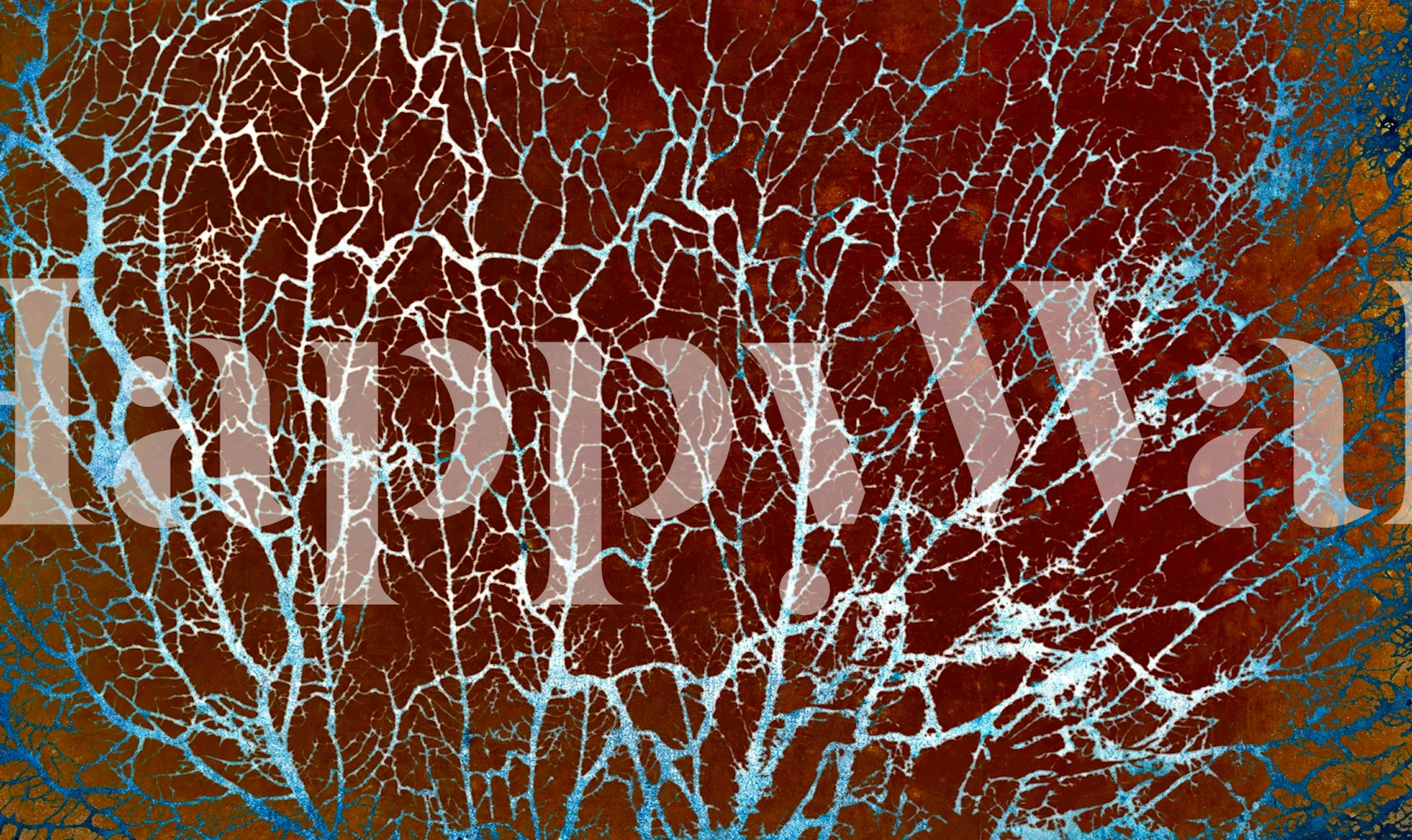 Abstract branches on a rust background with blue accents wallpaper