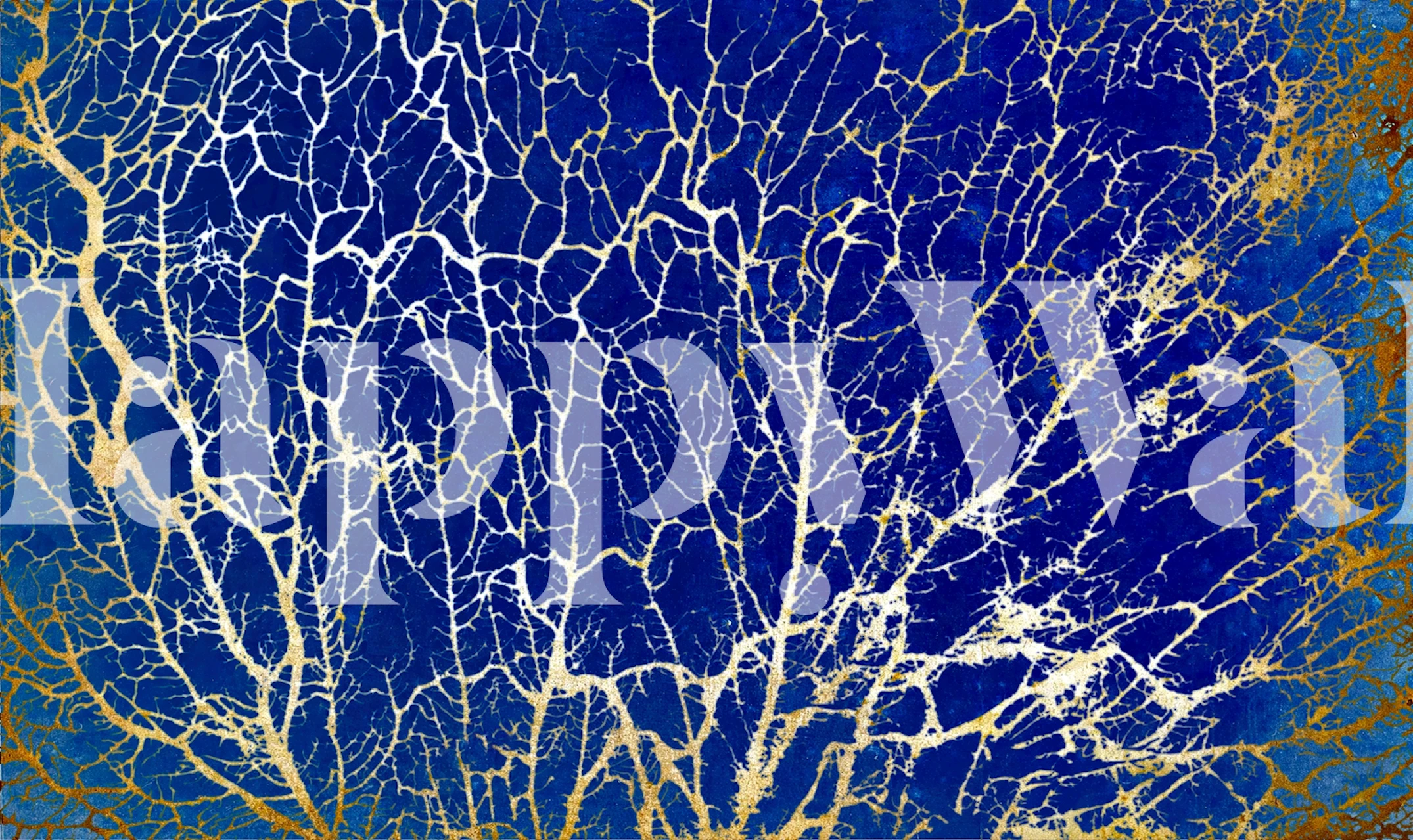 Cracked blue and gold vein design wallpaper