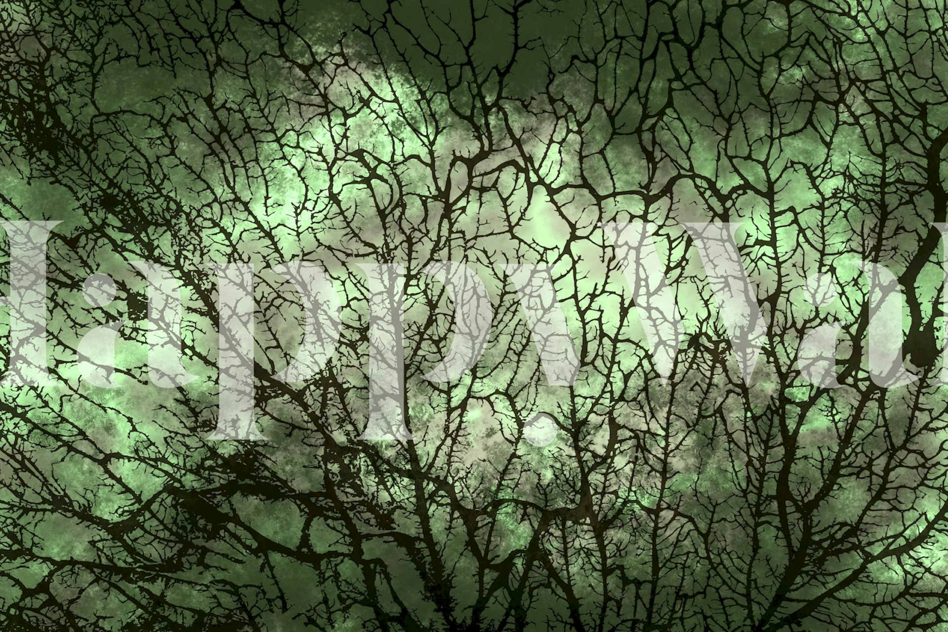 Smaragdově zelená fototapeta s texturami podobnými mechu a rozvětvenými vzory