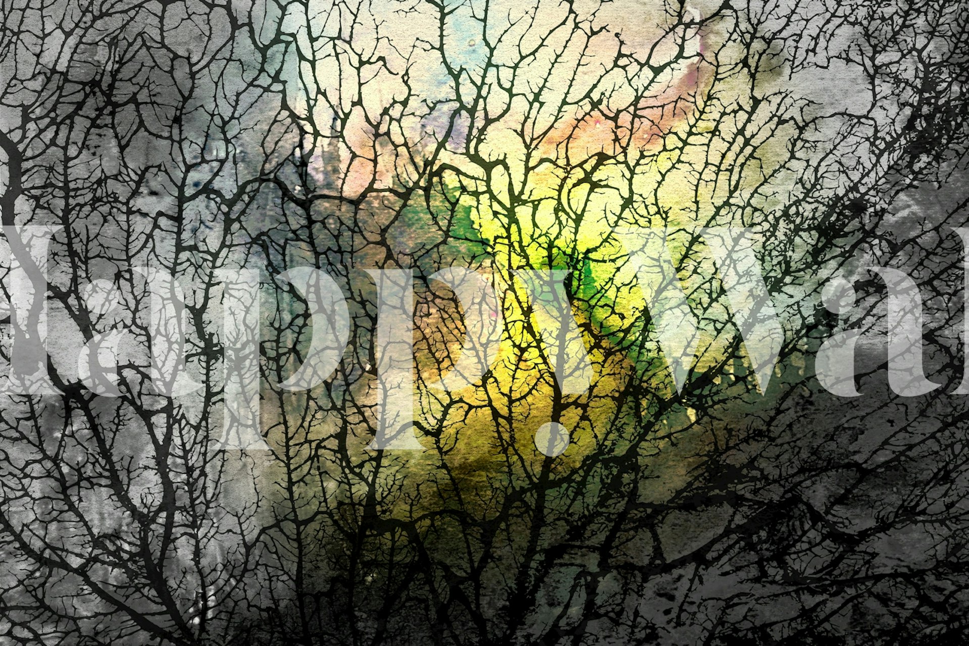 Abstract wallpaper with pastel tree branches and soft colors