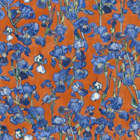Van Gogh Irises Pattern in orange and cobalt blue tapet