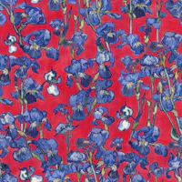 Van Gogh Irises Pattern raspberry red cobalt tapet
