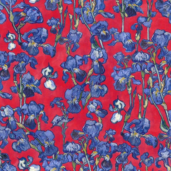 Van Gogh Irises Pattern raspberry red cobalt