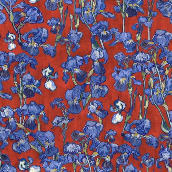 Van Gogh Irises Pattern vermilion red cobalt