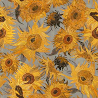 Van Gogh Sunflowers Pattern in yellow grey tapet