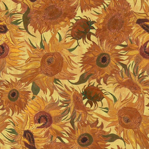 Van Gogh Sunflowers Pattern yellow olive rust
