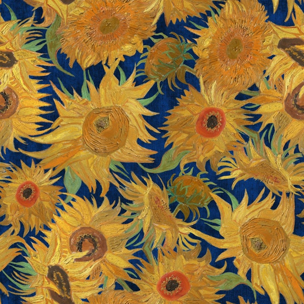 Van Gogh Sunflowers Pattern yellow navy blue