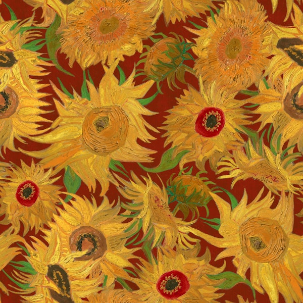 Van Gogh Sunflowers Pattern yellow burgundy