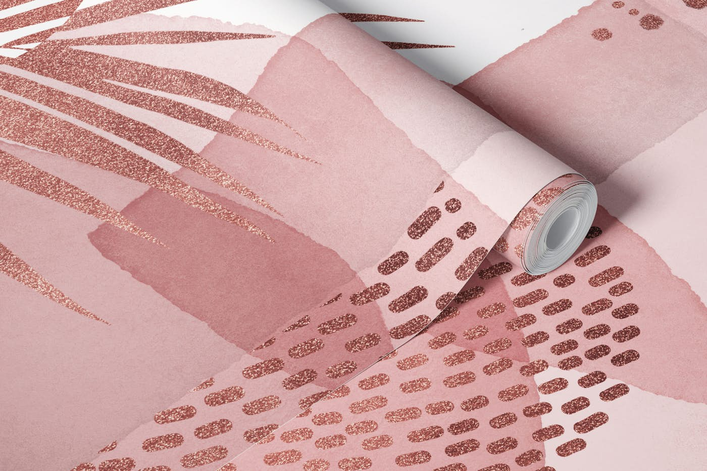 Tropical Boho Vibes Rosegold Pink wallpaper roll