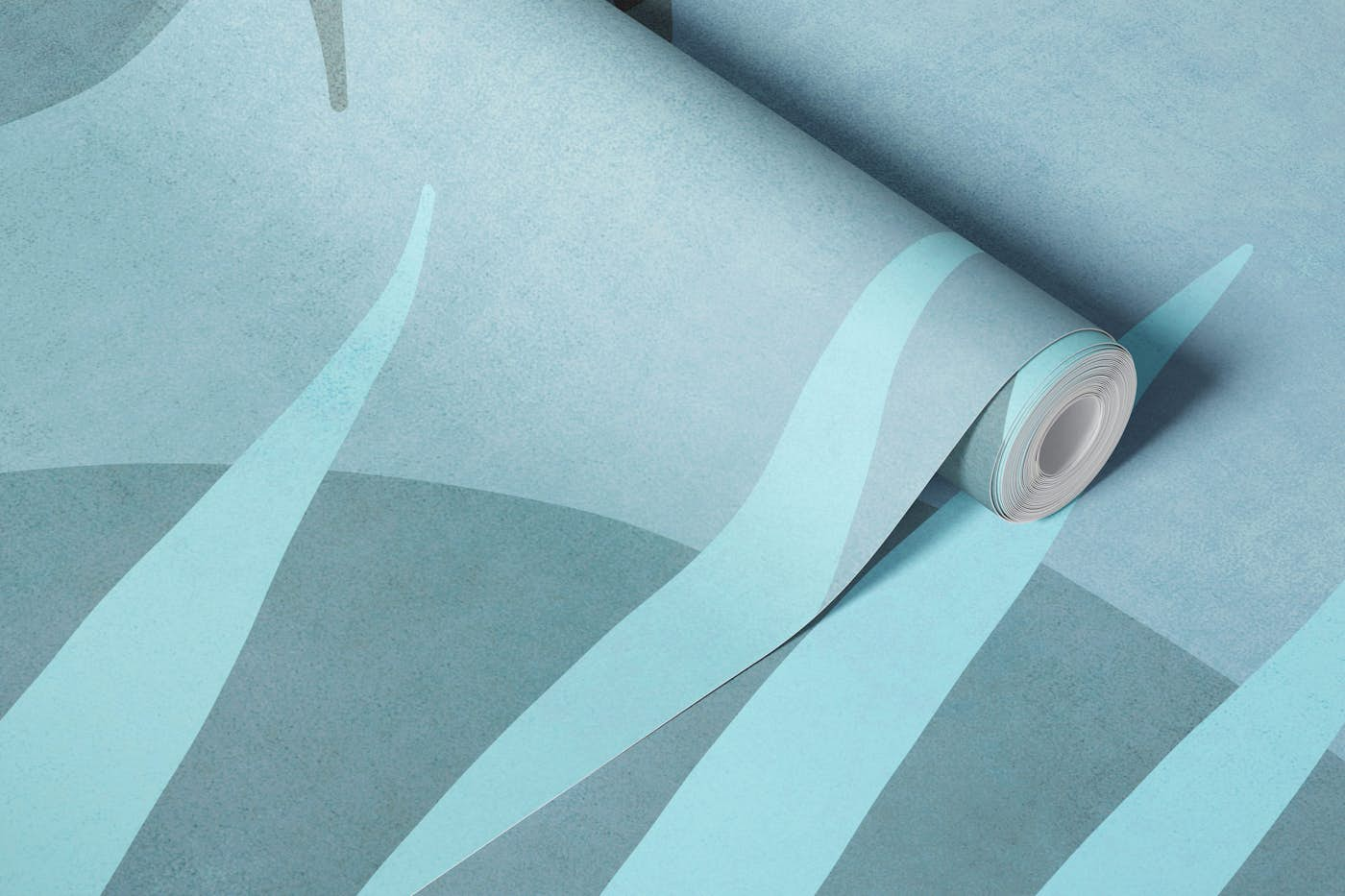 Palm Leaf Serenade Teal Mint wallpaper roll