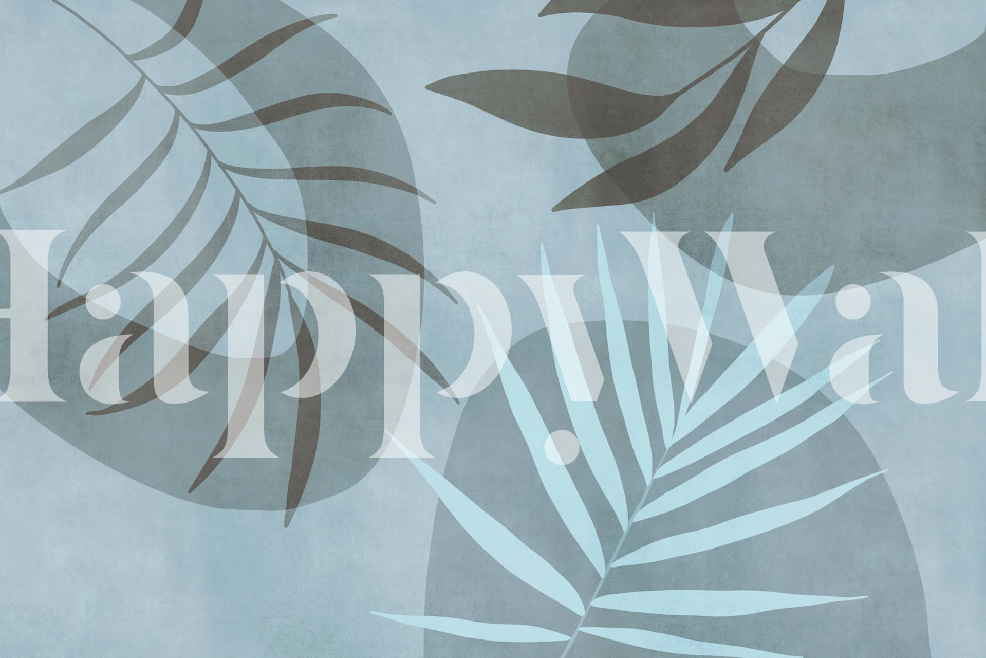 Palm Leaf Serenade Teal Mint wallpaper in a room