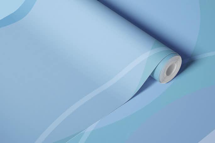 Mid Century Eclectic Calm Vibes In Pastel Blue Shapeswallpaper roll