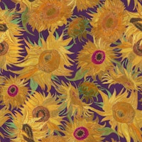 Van Gogh Sunflowers Pattern in yellow, magenta, green and purple papel de parede