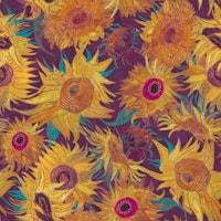 Van Gogh Sunflowers Pattern in yellow, magenta, aqua and purple papel de parede
