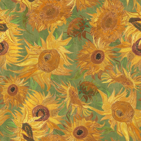 Van Gogh Sunflowers Pattern ochre green