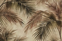 Tropical Island Palm Leave Watercolor Art Moody Brown ταπετσαρία
