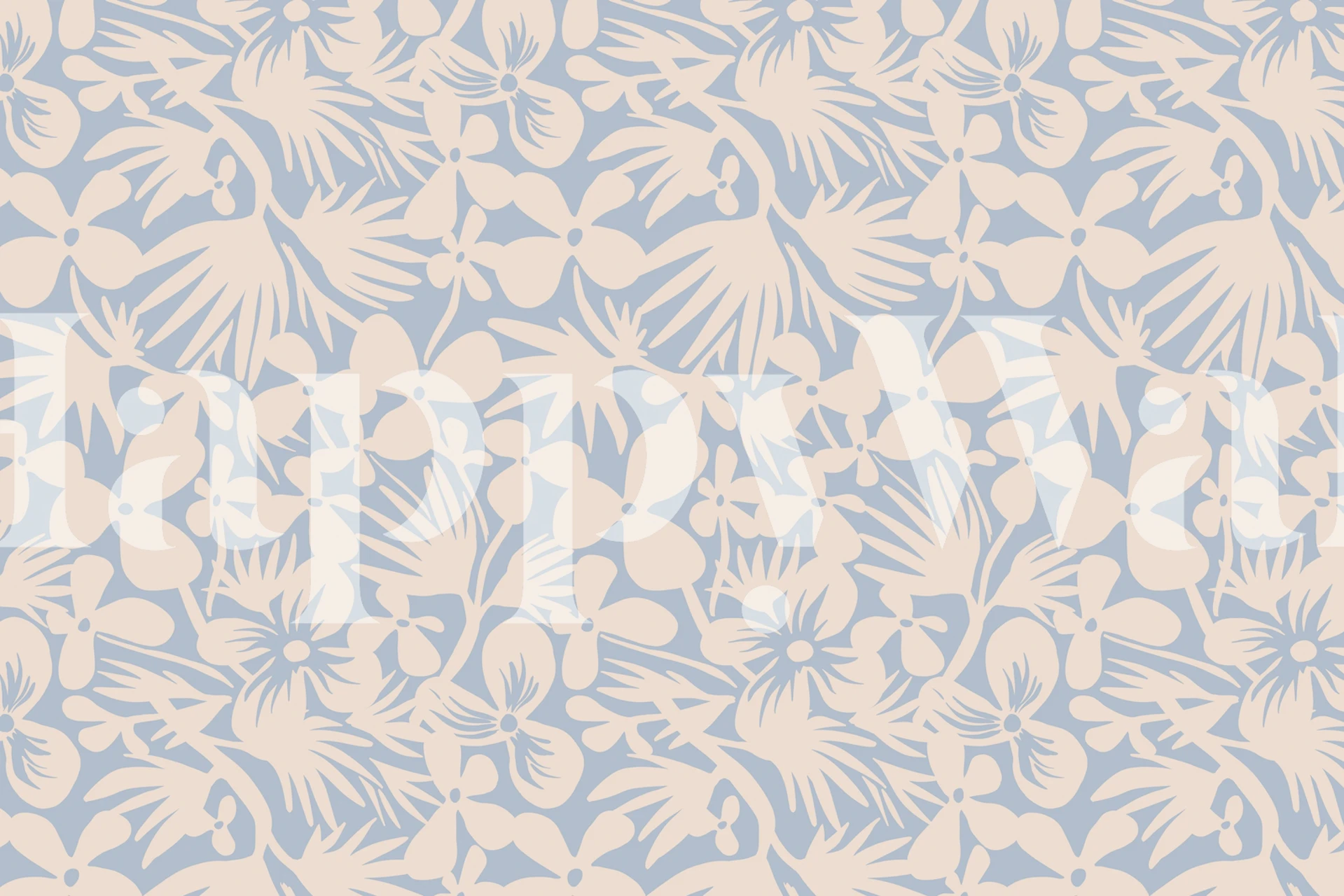 Elegant periwinkle blue floral pattern wall mural for interior decoration