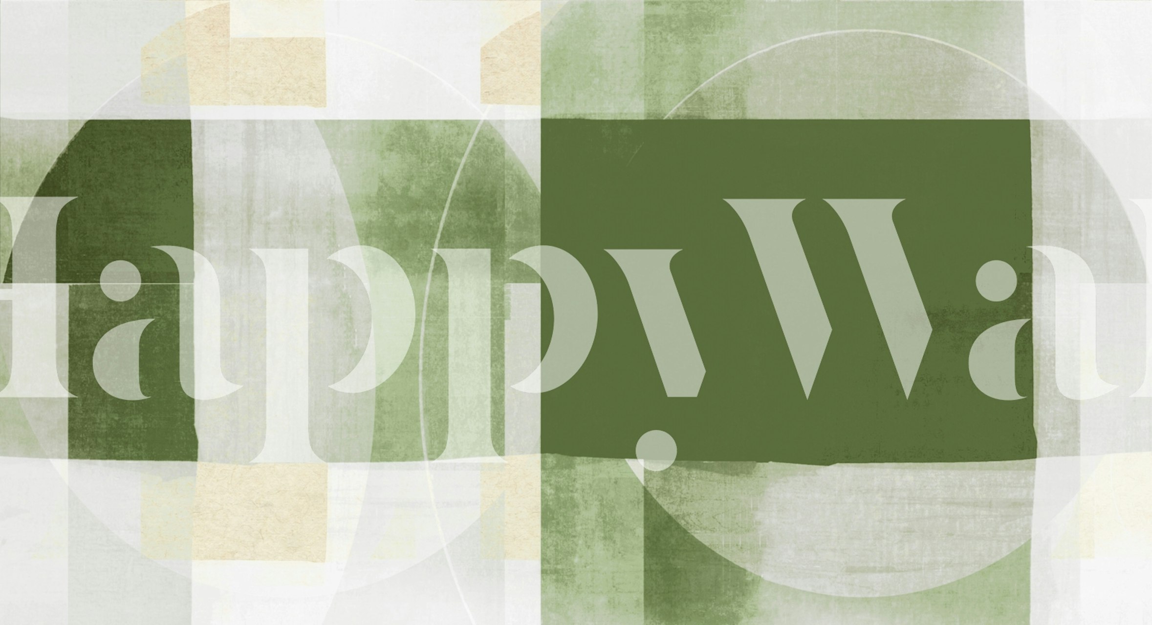 Sage Bauhaus Circles abstract wall mural with overlapping shapes in green and neutral tones